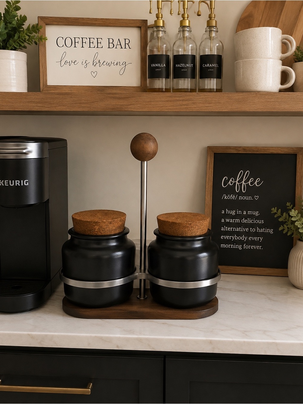 IKEA Black Kitchen Canister Set with Cork Lids